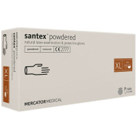 Mercator Santex Powered Rękawiczki lateksowe pudrowane teksturowane 100 szt. XL 100 szt. Naturalny