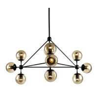 Lampa wisząca PLANETARIO 10 czarna - klosze dymione
