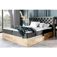 Łóżko kontynentalne z pojemnikiem WOOD3, materac | 120x200 | Kolor do wyboru