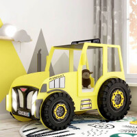 Łóżko dziecięce TRAKTOR, materac | Żółty