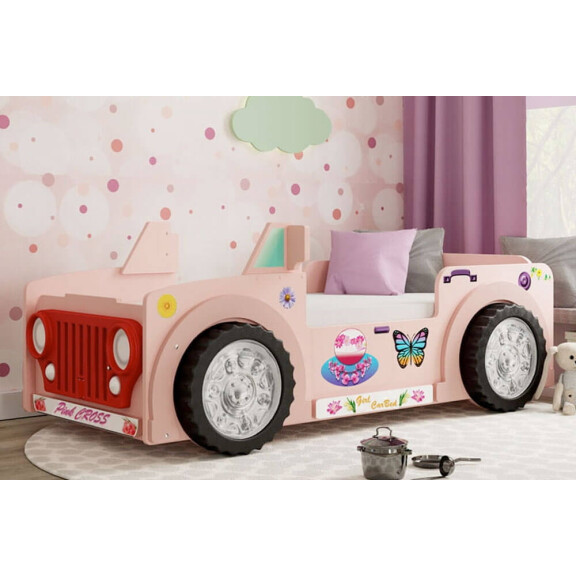 Łóżko samochód JEPP PINK, materac