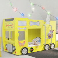Łóżko piętrowe HAPPY BUS, materace | Żółty