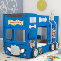 Łóżko piętrowe HAPPY BUS, materace | Niebieski