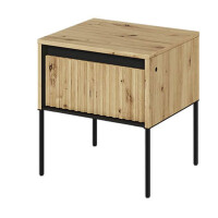 Szafka nocna frezowana TREND 10 | Dąb artisan, czarne nogi