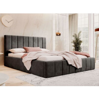 Łóżko tapicerowane z pojemnikiem SFG0116 | 180x200 | Welur | Czarny