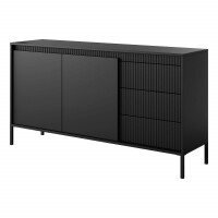 Komoda ryflowana SENSO 153 2D3S (B) | Czarny