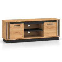 Szafka RTV z lamelami URSO 08 | Dąb craft złoty, czarny