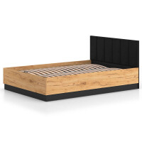 Łóżko z pojemnikiem 140x200 URSO 1301 | Dąb craft złoty, czarny