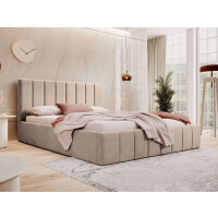 Łóżko tapicerowane z pojemnikiem SFG0116 | 180x200 | Welur | Ciemny beżowy