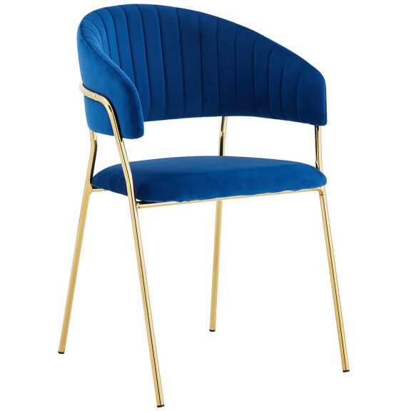 Krzesło Glamour granatowe C-889 złote nogi, welur