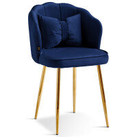 Krzesło muszelka Glamour DC-6091 granatowy welur, złote nogi