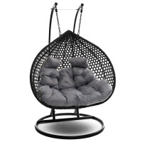 Fotel wiszący ogrodowy 2 osobowy SC-028 | CZARNY | OUTLET