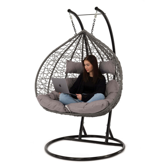 Fotel wiszący ogrodowy 2 osobowy HC-008 czarny | OUTLET