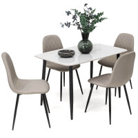 Stół ceramiczny LORIS 120CM Biały + 4 Krzesła | DC-1916 | Beż #7