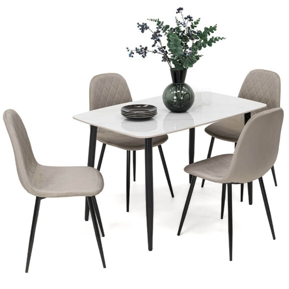 Stół ceramiczny LORIS 120CM Biały + 4 Krzesła | DC-1916 | Beż #7