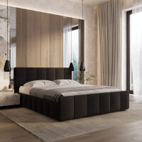 Łóżko tapicerowane z pojemnikiem SFG0166 | 180x200 | Welur | Czarny