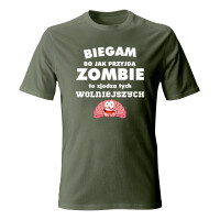 Koszulka męska BIEGAM, BO JAK PRZYJDĄ ZOMBIE