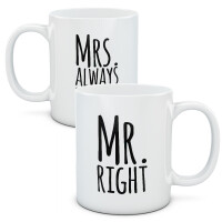 Kubki dla par, zestaw Mr & Mrs Right