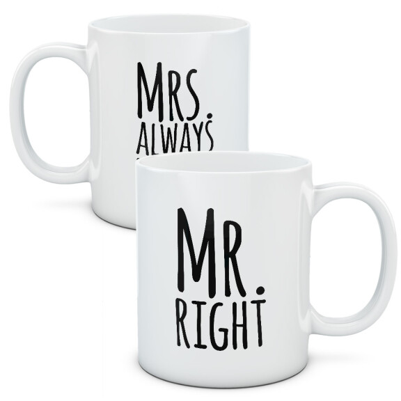 Kubki dla par, zestaw Mr & Mrs Right