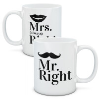 Kubki dla par, zestaw Mr & Mrs Right 3
