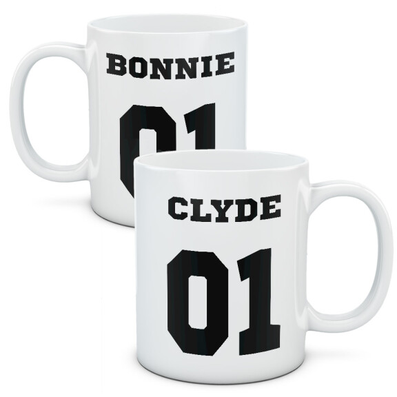 Kubki dla par, zestaw Bonnie i Clyde