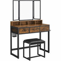 Toaletka kosmetyczna z siedziskiem RVT004B01 2077 rustykalny brąz