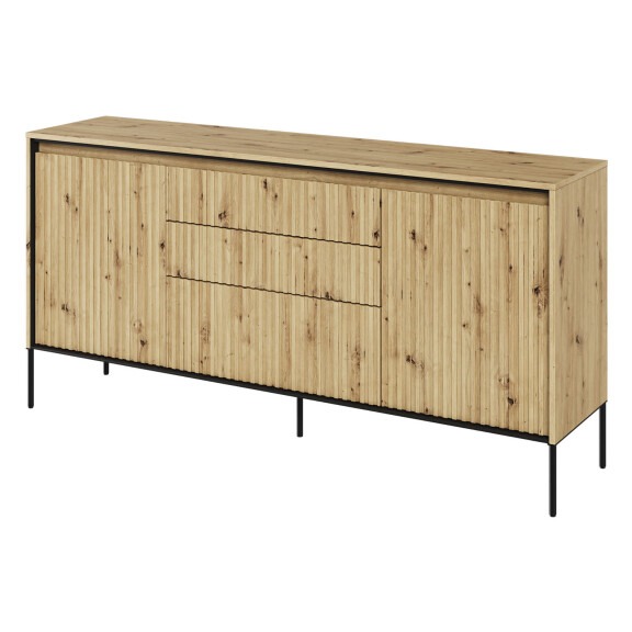 Komoda ryflowana dąb artisan TREND 01 / czarne nogi