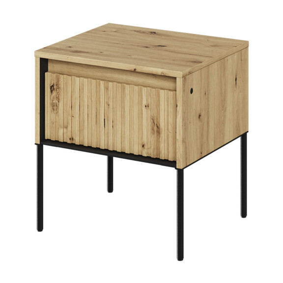 Szafka nocna ryflowana dąb artisan TREND 10 czarne nogi
