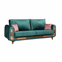 Sofa skandynawska MAJA zielony/drewno