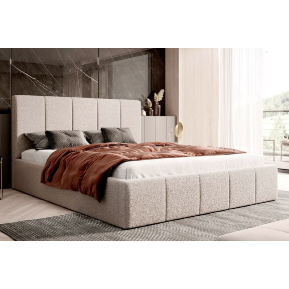 Łóżko tapicerowane z pojemnikiem SFG0114 | 140x200 | Boucle | Beżowy #3