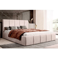 Łóżko tapicerowane z pojemnikiem SFG0114P | 160x200 | Welur | Beżowy
