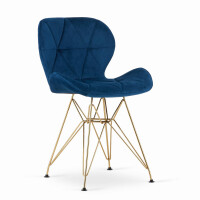 Granatowe krzesło tapicerowane NEST 3618 welur nogi złote / 4 sztuki