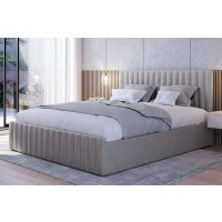 Łóżko tapicerowane z pojemnikiem BELANIA 2 | 180x200 | Welur | Szary #20