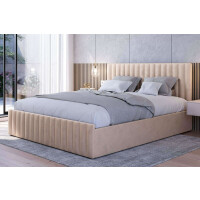 Łóżko tapicerowane z pojemnikiem BELANIA 2 | 160x200 | Welur | Beżowy #5