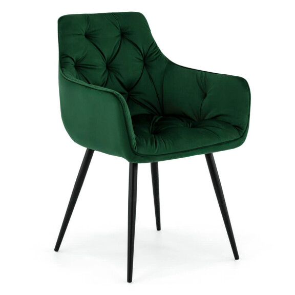 Krzesło tapicerowane DC-0084-3 zielony welur / czarne nogi