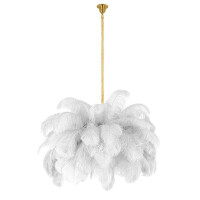MOOSEE lampa wisząca TIFFANY 135 biała mosiądz / naturalne pióra