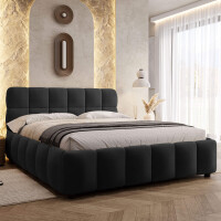 Łóżko tapicerowane z pojemnikiem 4583G | 160x200 | Welur | Czarny