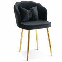 Krzesło Glamour muszelka DC-6091 czarne, złote nogi