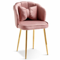 Krzesło Glamour muszelka DC-6091 różowe #44, złote nogi