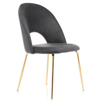 Szare krzesło Glamour KC-903-2 / welur, złote nogi chromowane