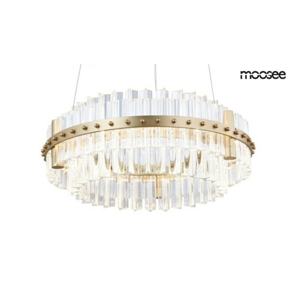 MOOSEE lampa wisząca SATURNUS 47 DUO złota - LED, kryształ, stal szczotkowana