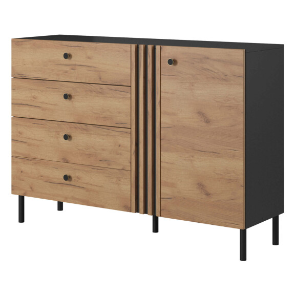 Komoda DECO (B) d4s dąb craft złoty/antracyt
