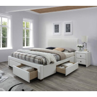 MODENA 2 łóżko tapicerowane z szufladami biały