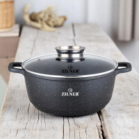 Garnek marmurowy ze szklaną pokrywką ZILNER ZL-7004/9001 (1,3 L)