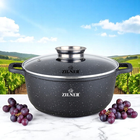Garnek marmurowy ze szklaną pokrywką ZILNER ZL-7006/9005 (4,5 L)