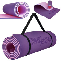 Mata TPE do ćwiczeń fitness jogi gruba karimata - pink/violet - 1cm