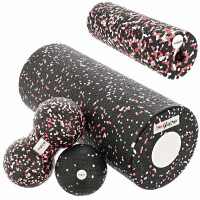Zestaw do masażu 5w1 Crossfit wałek piłka roller EPP - red