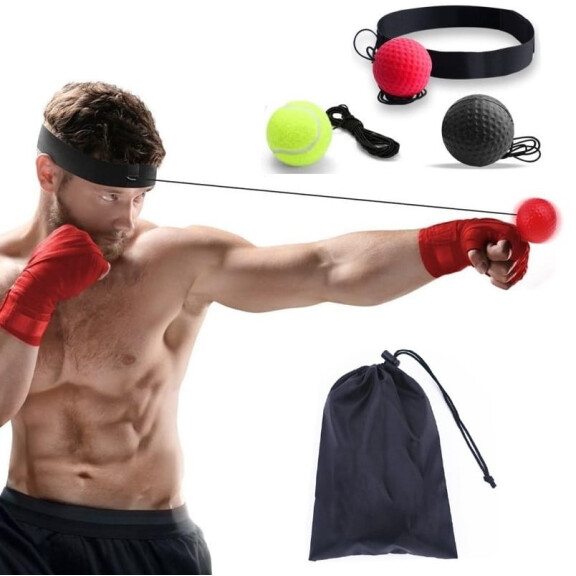 3x Piłka Refleksowa FIGHT REFLEX BALL Refleksówka + worek