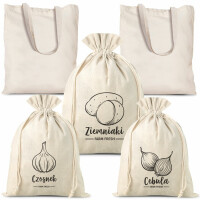 5 uds Bolsas estilo lino para verduras (3 uds) y bolsas de compra de algodón (2 uds) (PL)