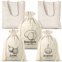 5 uds Bolsas estilo lino para verduras (3 uds) y bolsas de compra de algodón (2 uds) (DE)